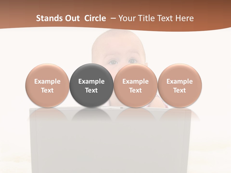 Baby Girl With Surprised Express Working On Laptop. Shot In Studio Over White. PowerPoint Template