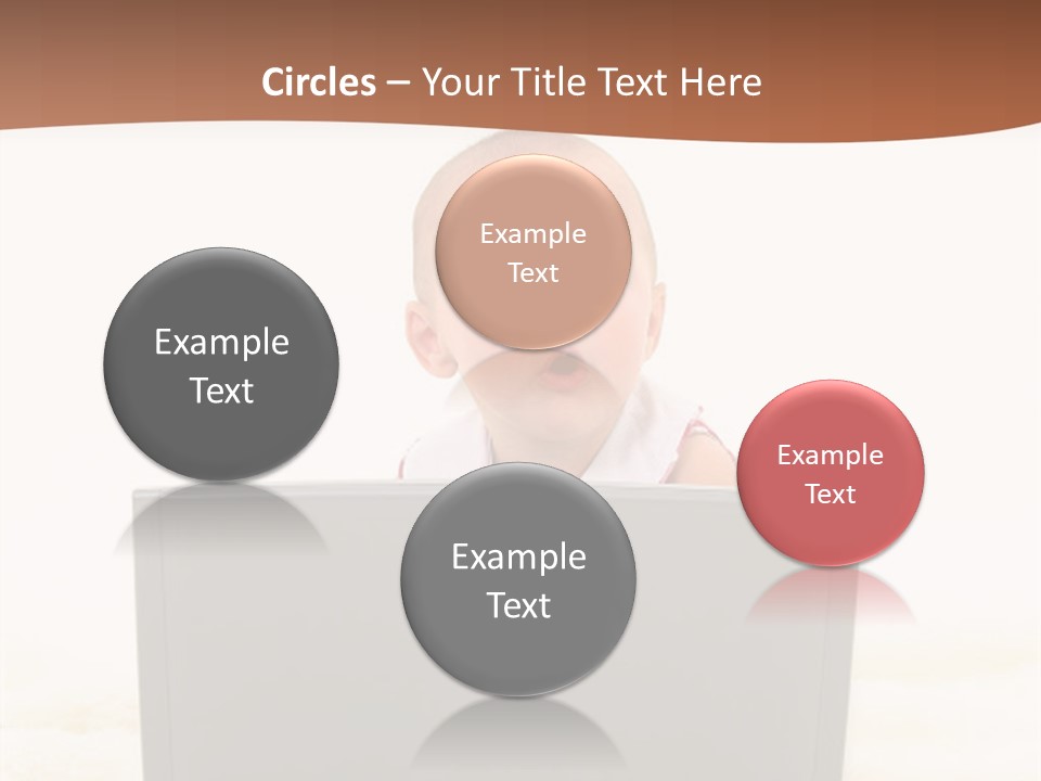 Baby Girl With Surprised Express Working On Laptop. Shot In Studio Over White. PowerPoint Template