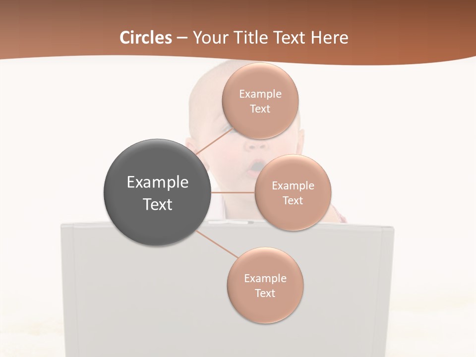 Baby Girl With Surprised Express Working On Laptop. Shot In Studio Over White. PowerPoint Template