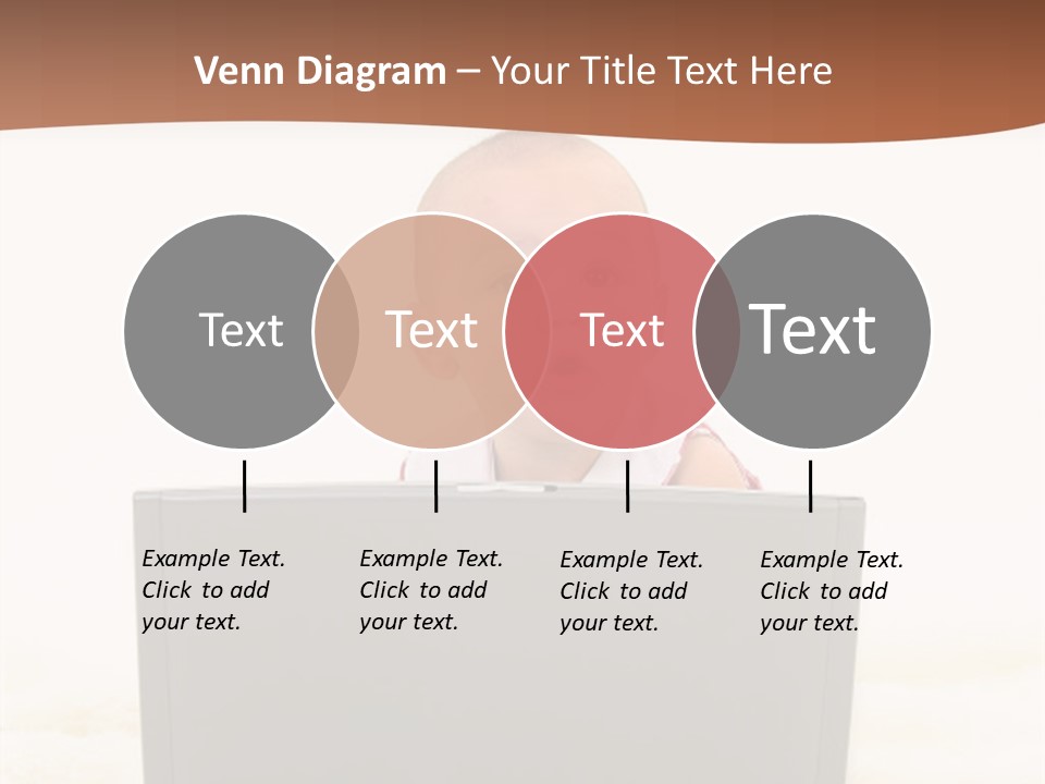 Baby Girl With Surprised Express Working On Laptop. Shot In Studio Over White. PowerPoint Template