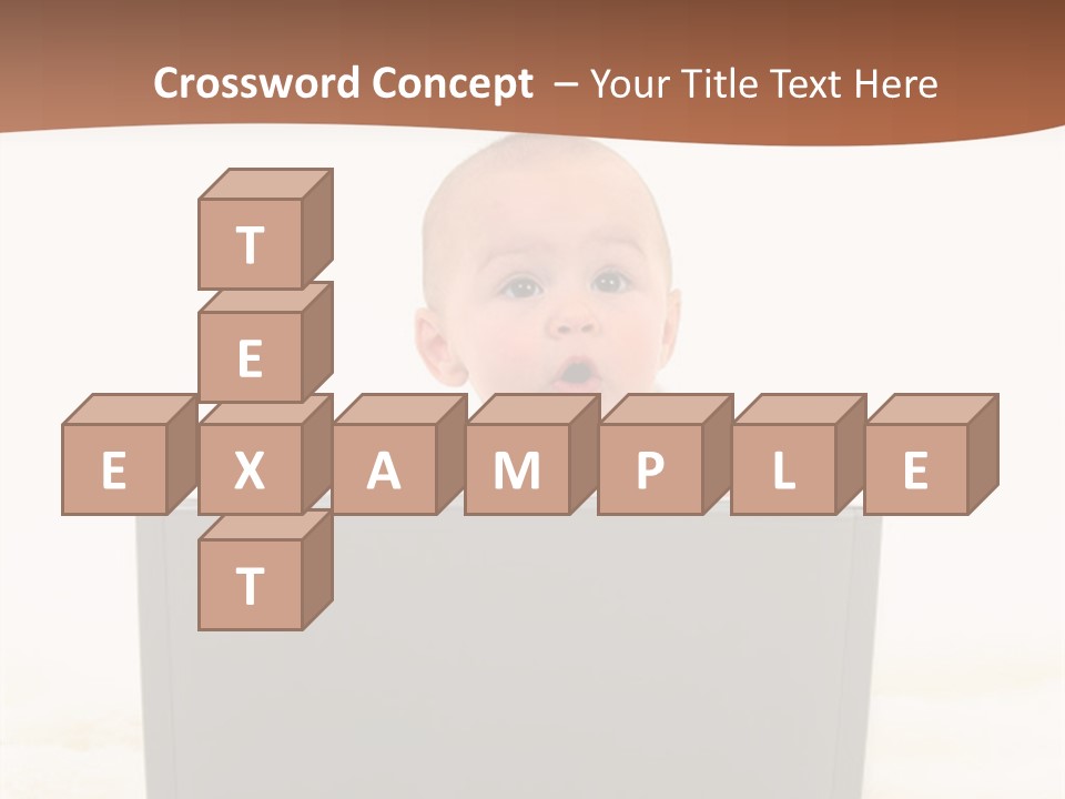 Baby Girl With Surprised Express Working On Laptop. Shot In Studio Over White. PowerPoint Template