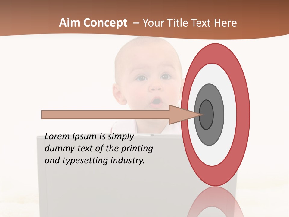 Baby Girl With Surprised Express Working On Laptop. Shot In Studio Over White. PowerPoint Template