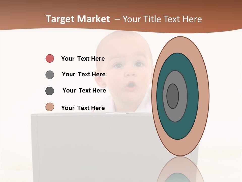 Baby Girl With Surprised Express Working On Laptop. Shot In Studio Over White. PowerPoint Template