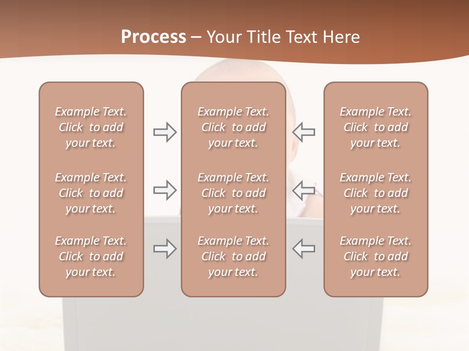 Baby Girl With Surprised Express Working On Laptop. Shot In Studio Over White. PowerPoint Template
