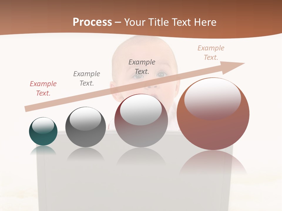 Baby Girl With Surprised Express Working On Laptop. Shot In Studio Over White. PowerPoint Template