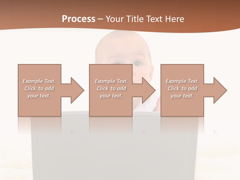 Baby Girl With Surprised Express Working On Laptop. Shot In Studio Over White. PowerPoint Template