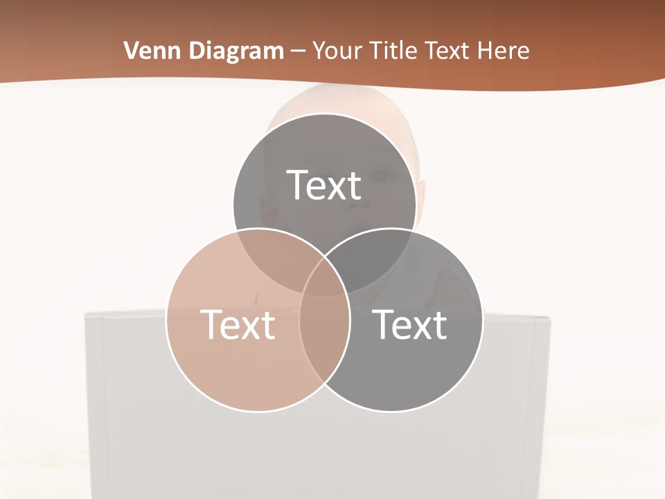 Baby Girl With Surprised Express Working On Laptop. Shot In Studio Over White. PowerPoint Template