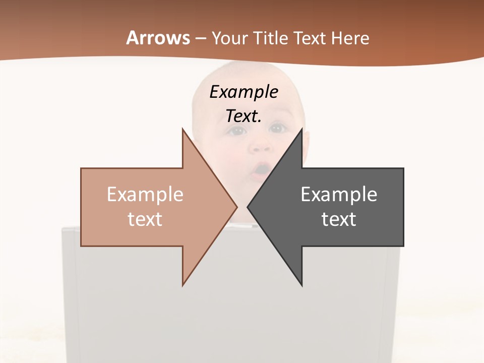 Baby Girl With Surprised Express Working On Laptop. Shot In Studio Over White. PowerPoint Template