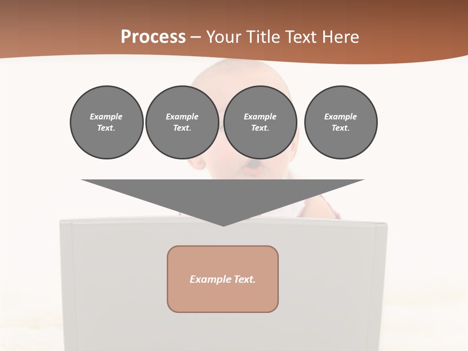 Baby Girl With Surprised Express Working On Laptop. Shot In Studio Over White. PowerPoint Template