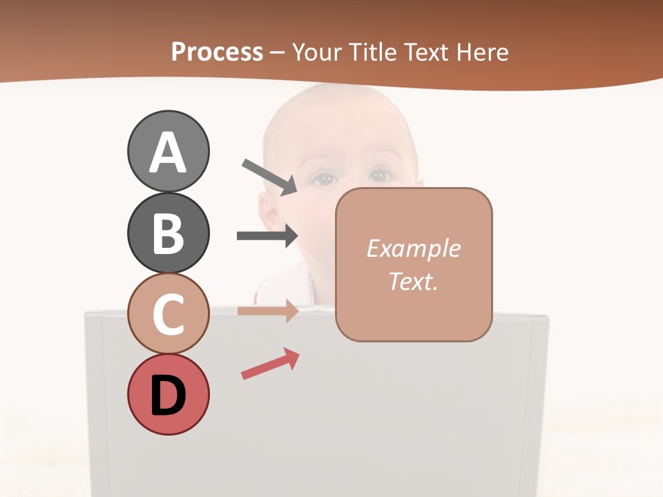 Baby Girl With Surprised Express Working On Laptop. Shot In Studio Over White. PowerPoint Template