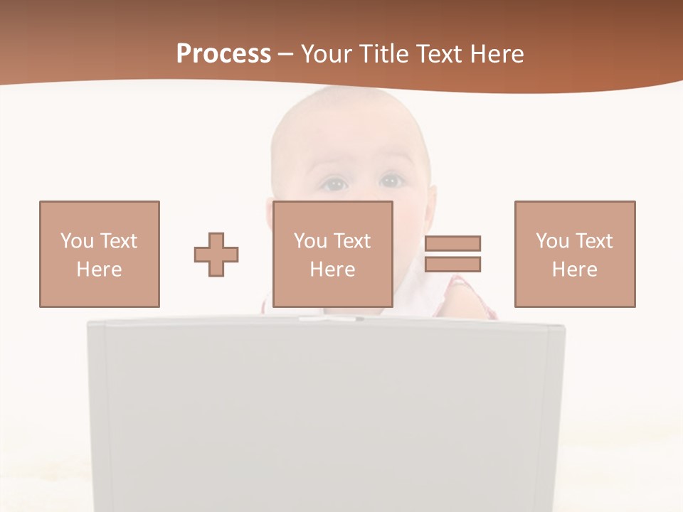 Baby Girl With Surprised Express Working On Laptop. Shot In Studio Over White. PowerPoint Template