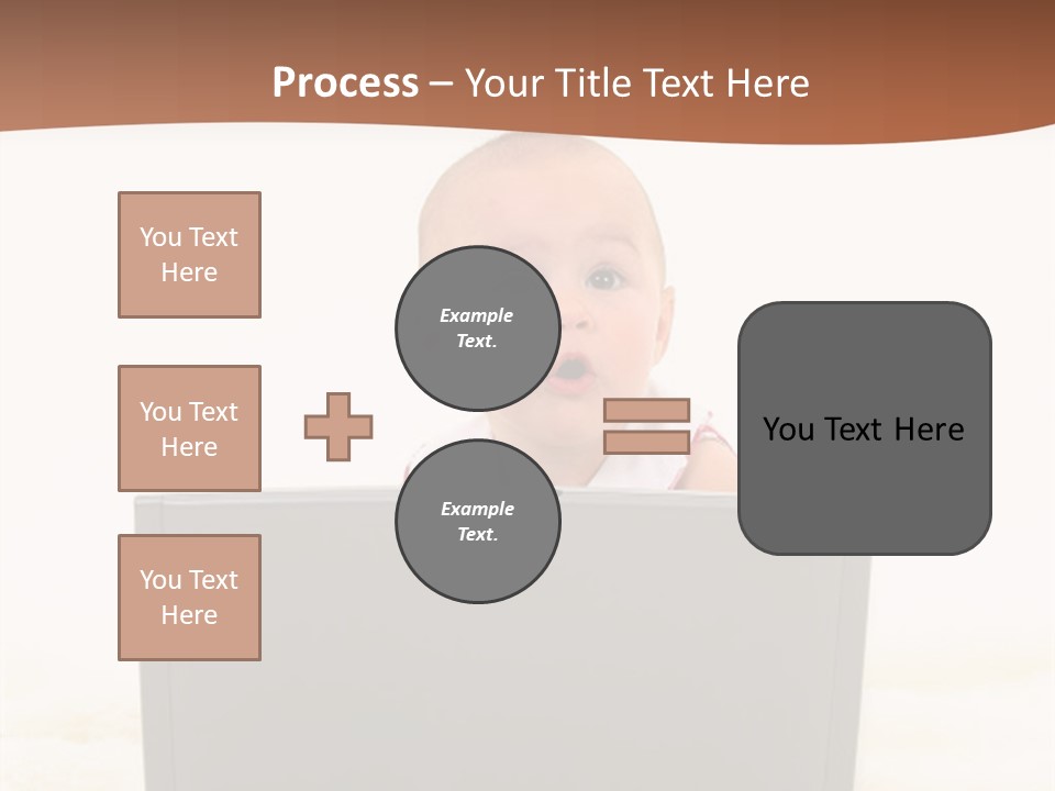 Baby Girl With Surprised Express Working On Laptop. Shot In Studio Over White. PowerPoint Template