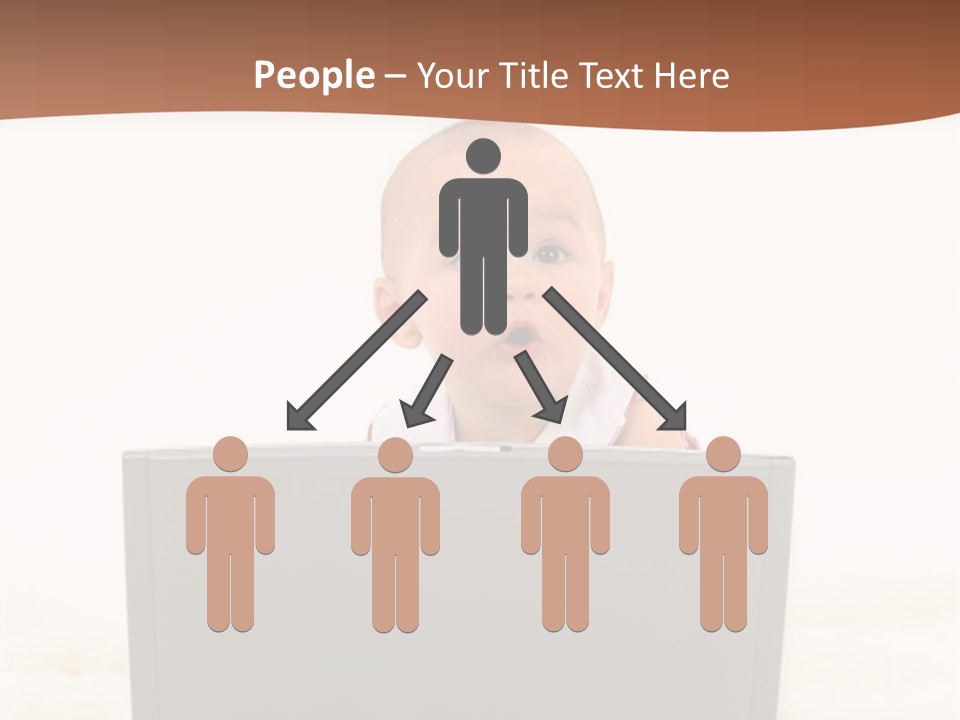 Baby Girl With Surprised Express Working On Laptop. Shot In Studio Over White. PowerPoint Template