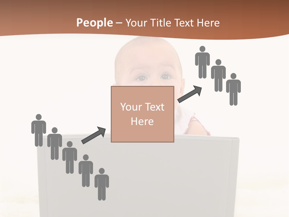 Baby Girl With Surprised Express Working On Laptop. Shot In Studio Over White. PowerPoint Template