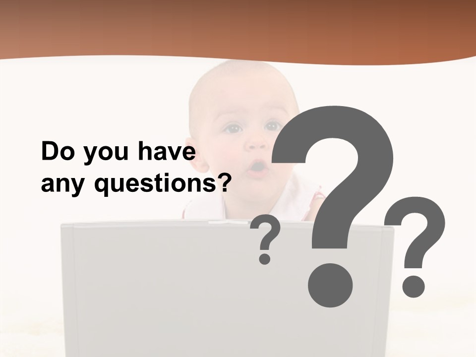 Baby Girl With Surprised Express Working On Laptop. Shot In Studio Over White. PowerPoint Template