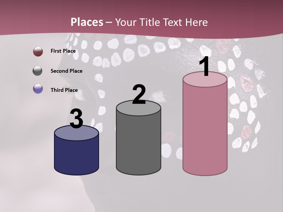 Young African Girl, Tribal Painted Face In White And Red, Partial Desaturated PowerPoint Template