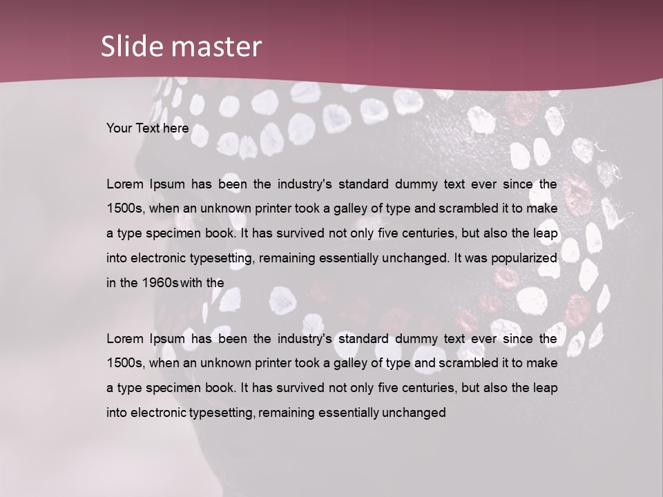 Young African Girl, Tribal Painted Face In White And Red, Partial Desaturated PowerPoint Template