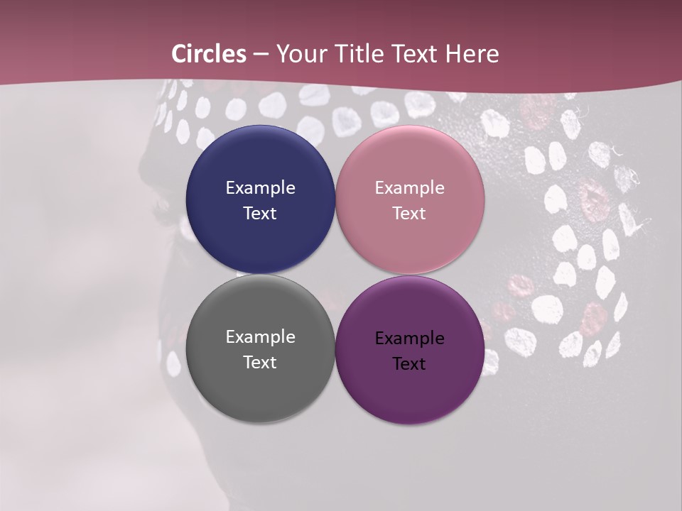 Young African Girl, Tribal Painted Face In White And Red, Partial Desaturated PowerPoint Template