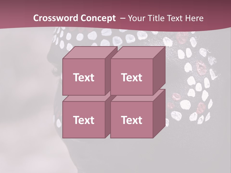 Young African Girl, Tribal Painted Face In White And Red, Partial Desaturated PowerPoint Template