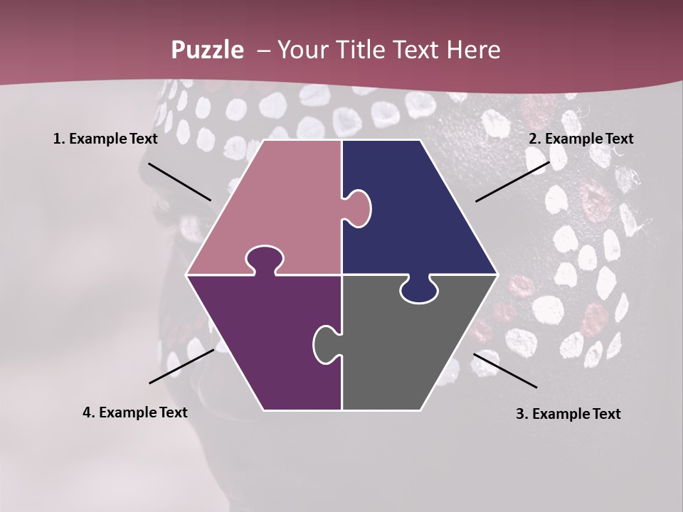 Young African Girl, Tribal Painted Face In White And Red, Partial Desaturated PowerPoint Template