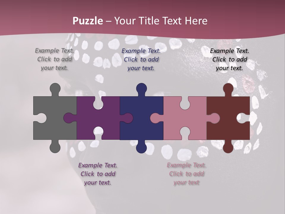 Young African Girl, Tribal Painted Face In White And Red, Partial Desaturated PowerPoint Template