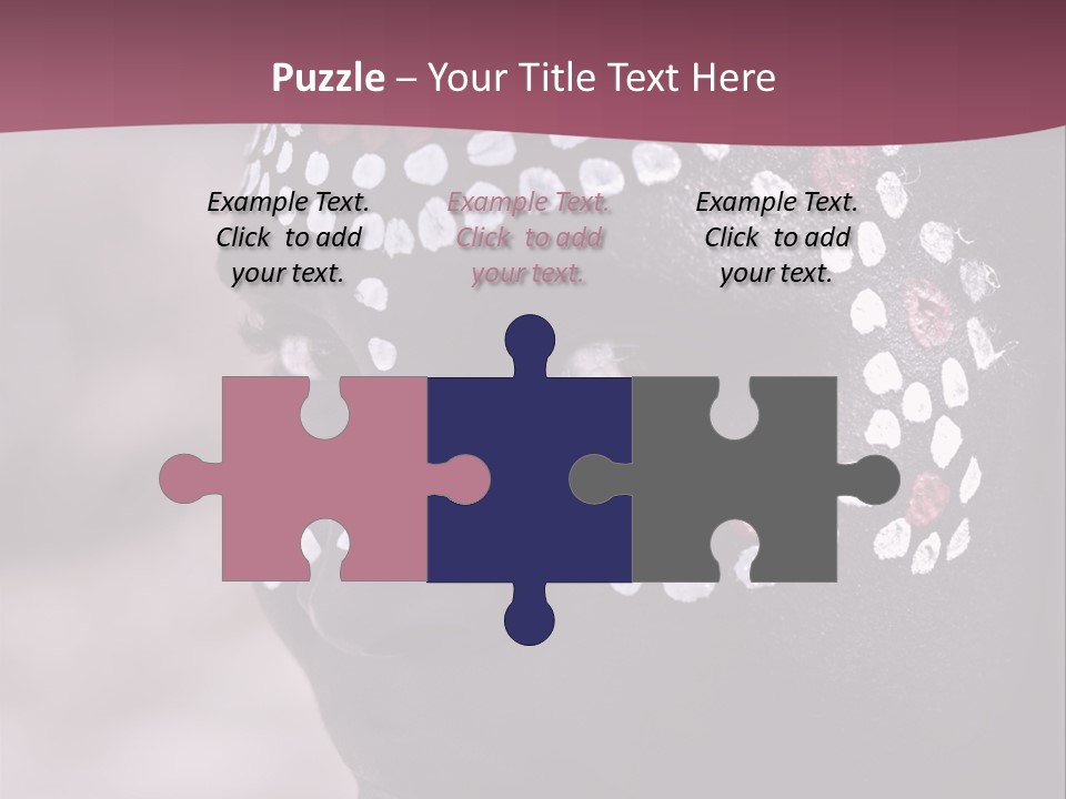 Young African Girl, Tribal Painted Face In White And Red, Partial Desaturated PowerPoint Template