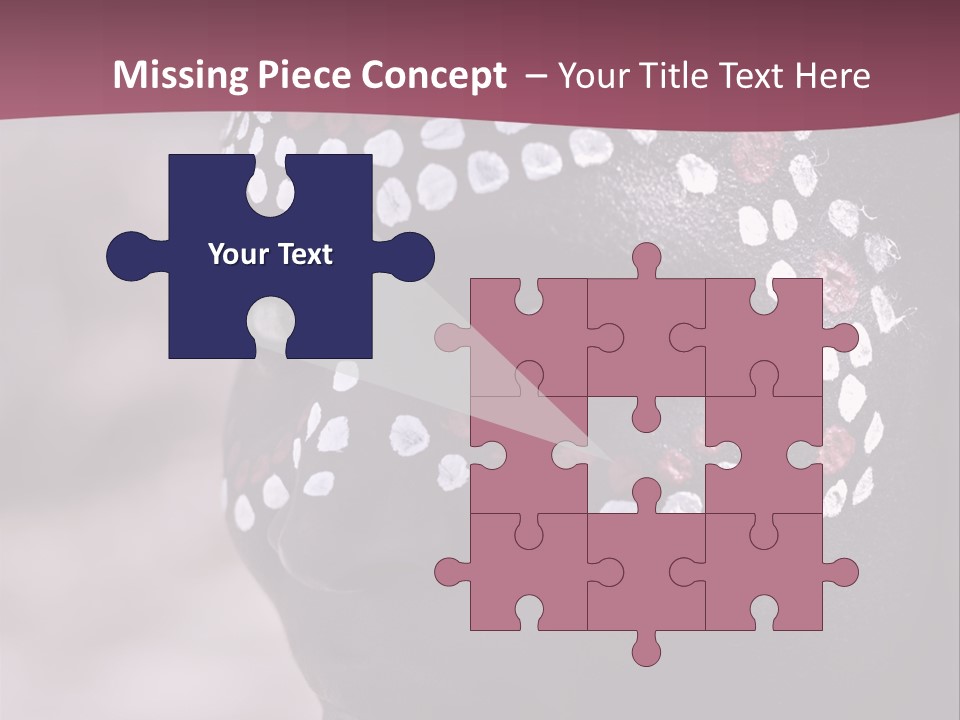 Young African Girl, Tribal Painted Face In White And Red, Partial Desaturated PowerPoint Template