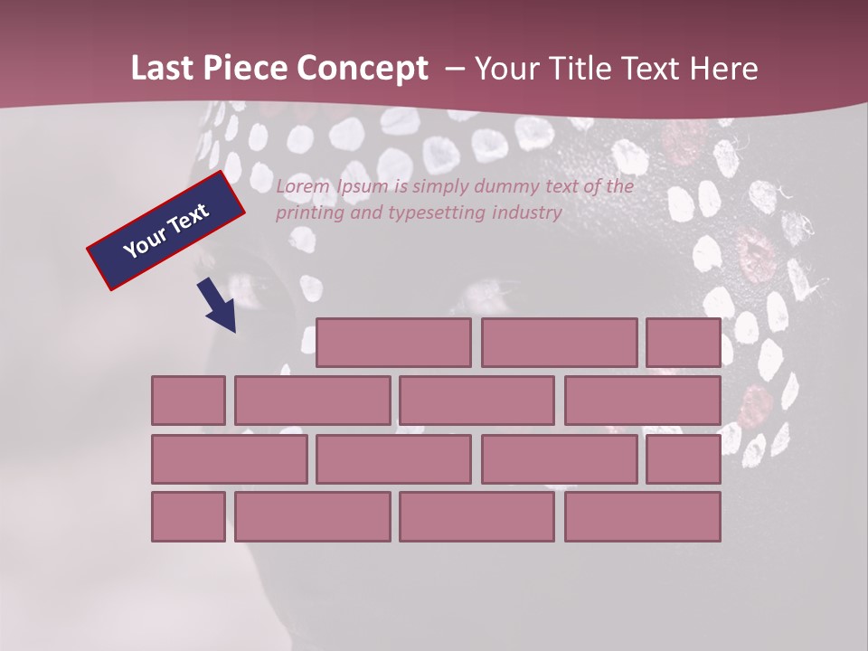 Young African Girl, Tribal Painted Face In White And Red, Partial Desaturated PowerPoint Template