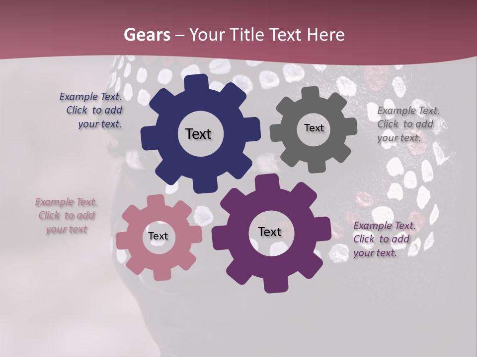 Young African Girl, Tribal Painted Face In White And Red, Partial Desaturated PowerPoint Template