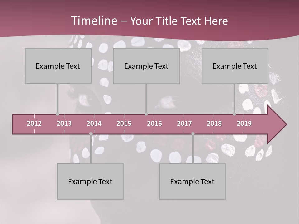Young African Girl, Tribal Painted Face In White And Red, Partial Desaturated PowerPoint Template