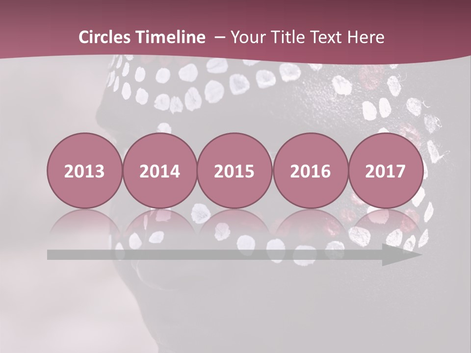 Young African Girl, Tribal Painted Face In White And Red, Partial Desaturated PowerPoint Template