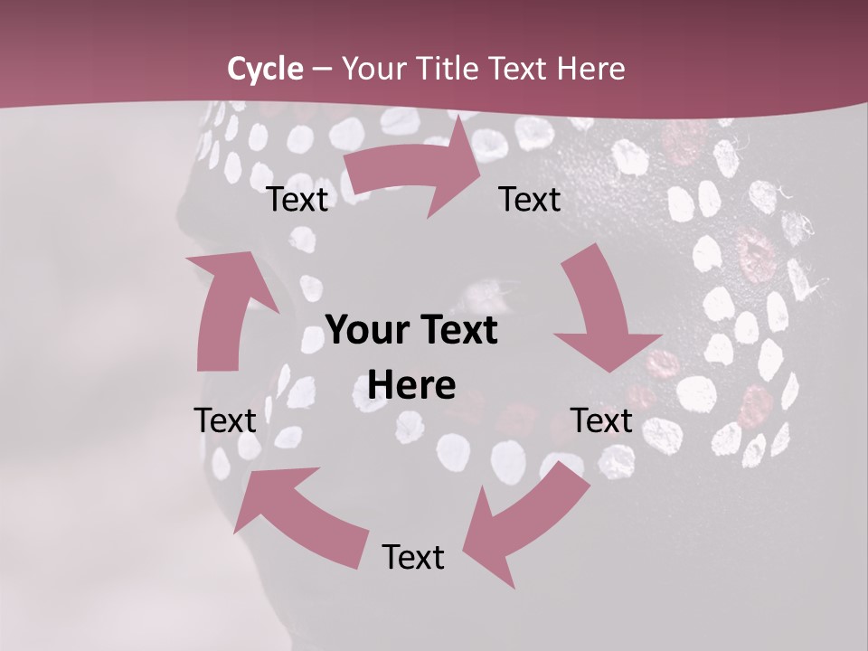 Young African Girl, Tribal Painted Face In White And Red, Partial Desaturated PowerPoint Template