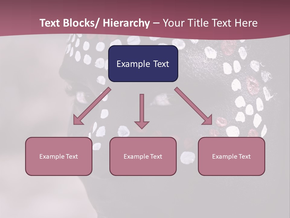 Young African Girl, Tribal Painted Face In White And Red, Partial Desaturated PowerPoint Template