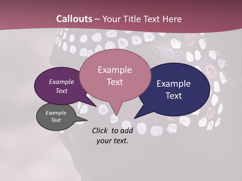 Young African Girl, Tribal Painted Face In White And Red, Partial Desaturated PowerPoint Template