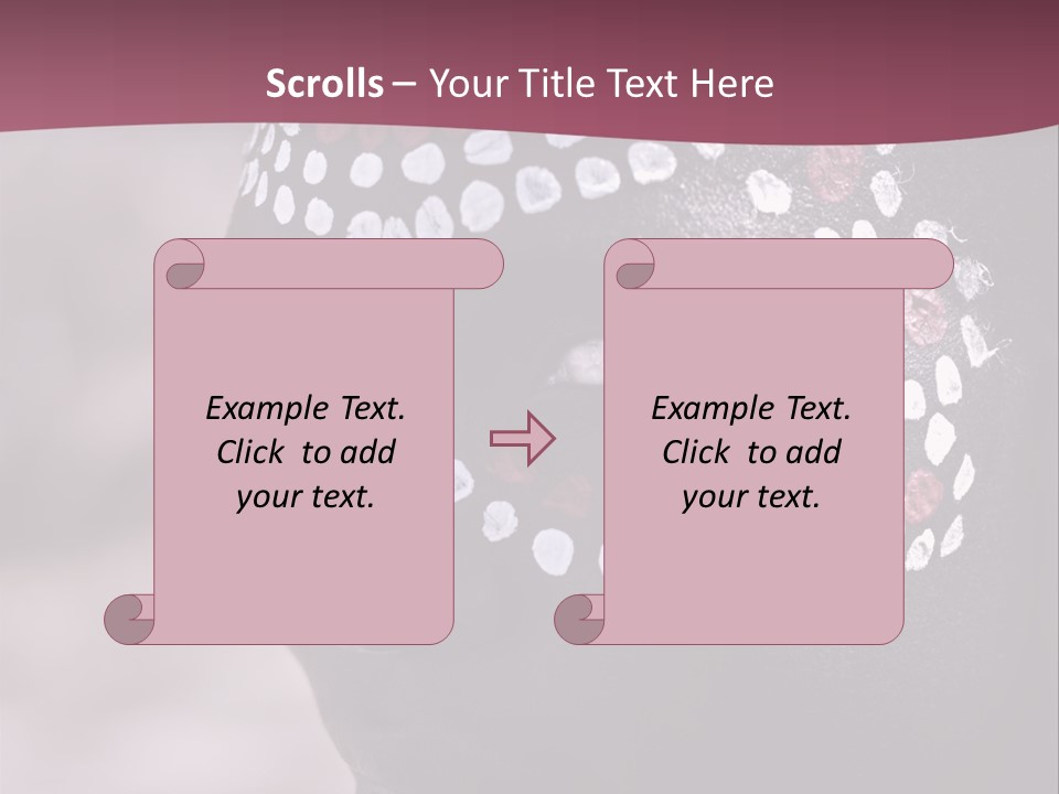 Young African Girl, Tribal Painted Face In White And Red, Partial Desaturated PowerPoint Template