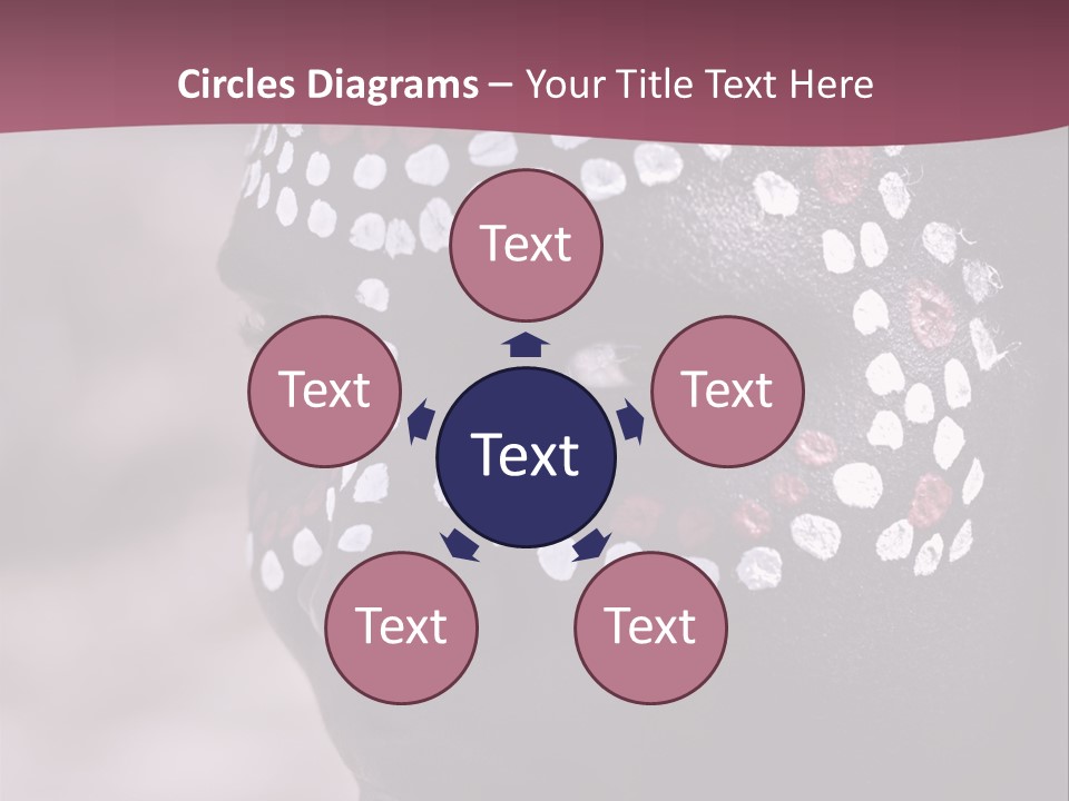 Young African Girl, Tribal Painted Face In White And Red, Partial Desaturated PowerPoint Template