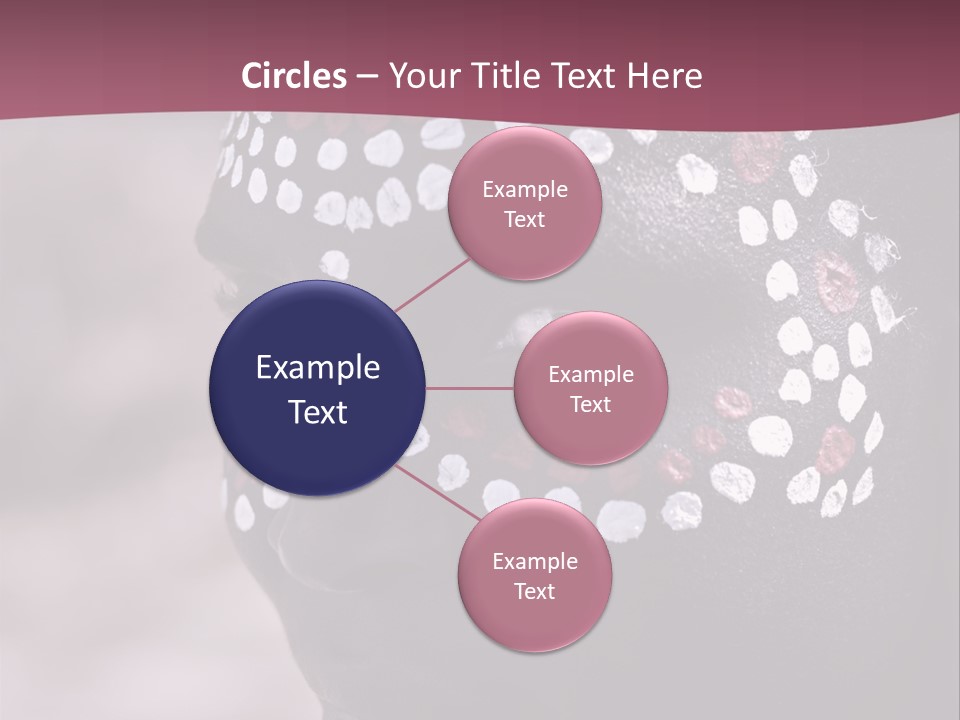 Young African Girl, Tribal Painted Face In White And Red, Partial Desaturated PowerPoint Template