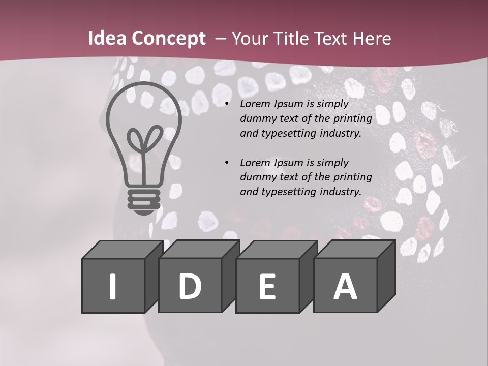 Young African Girl, Tribal Painted Face In White And Red, Partial Desaturated PowerPoint Template