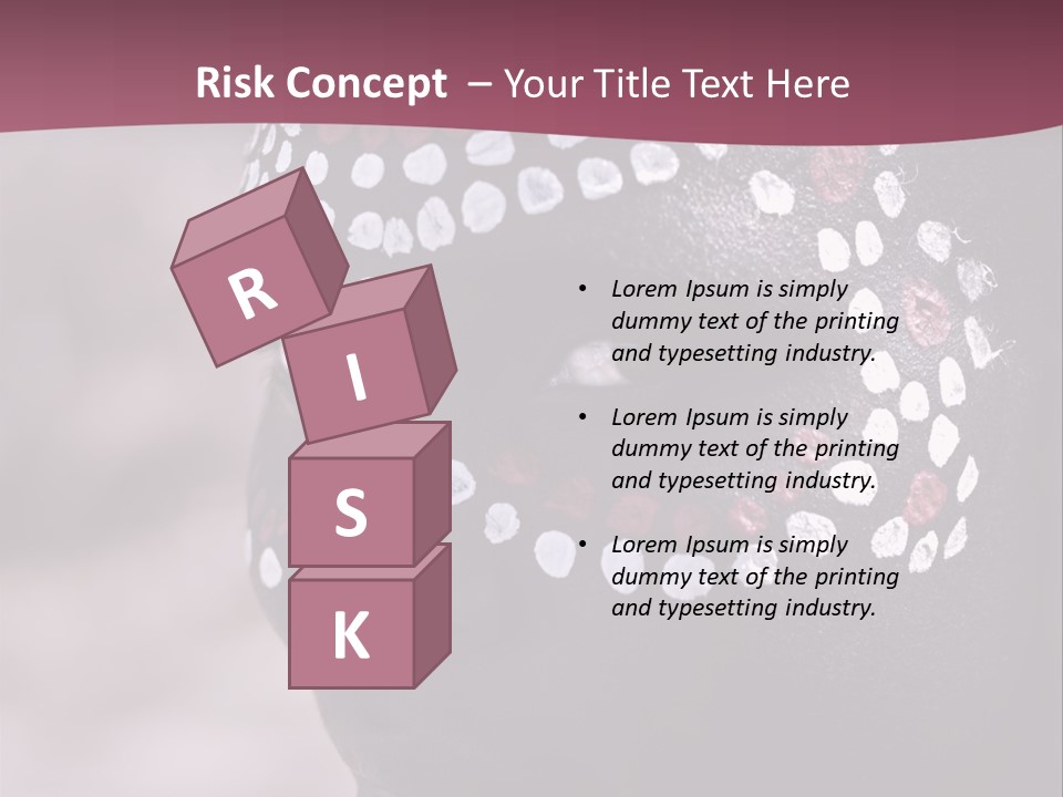 Young African Girl, Tribal Painted Face In White And Red, Partial Desaturated PowerPoint Template