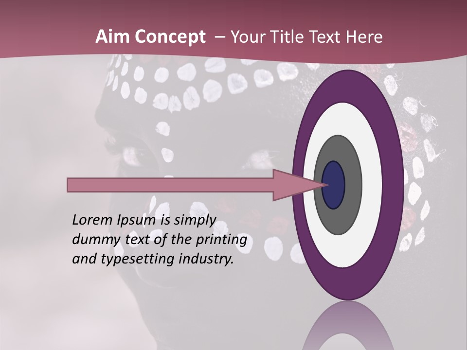 Young African Girl, Tribal Painted Face In White And Red, Partial Desaturated PowerPoint Template