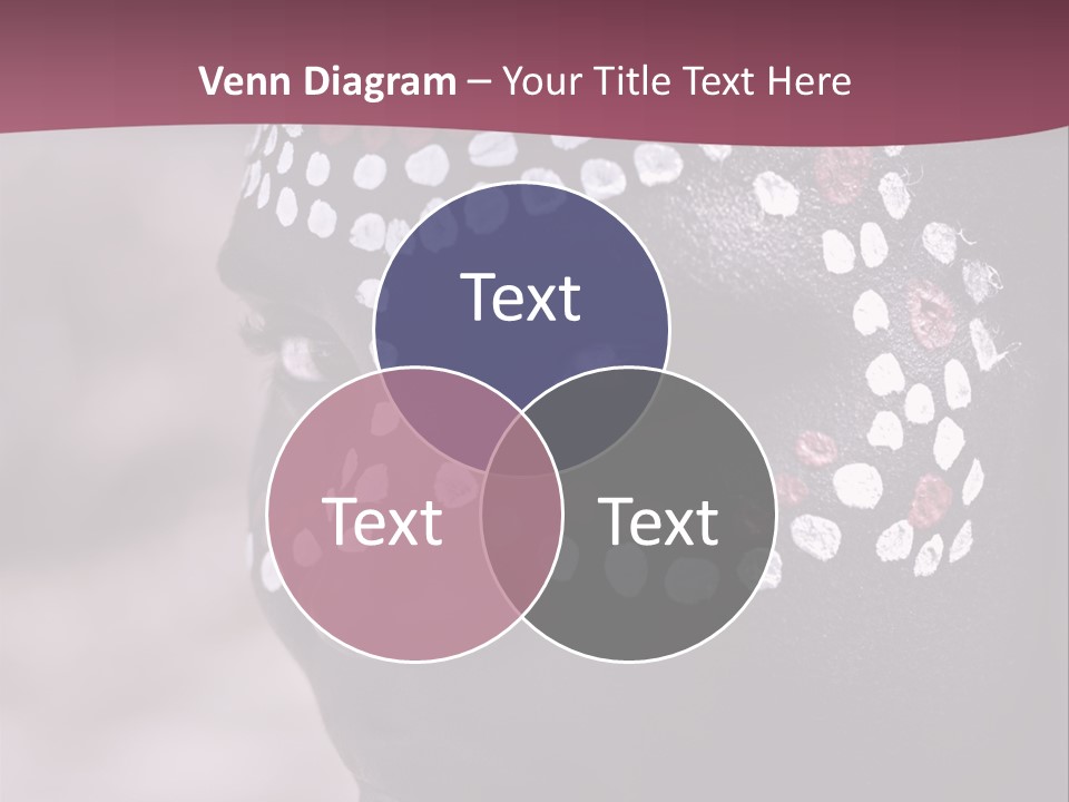 Young African Girl, Tribal Painted Face In White And Red, Partial Desaturated PowerPoint Template