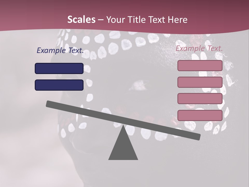 Young African Girl, Tribal Painted Face In White And Red, Partial Desaturated PowerPoint Template