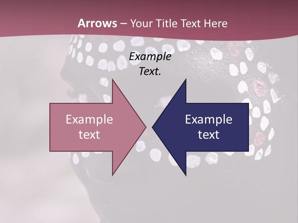 Young African Girl, Tribal Painted Face In White And Red, Partial Desaturated PowerPoint Template