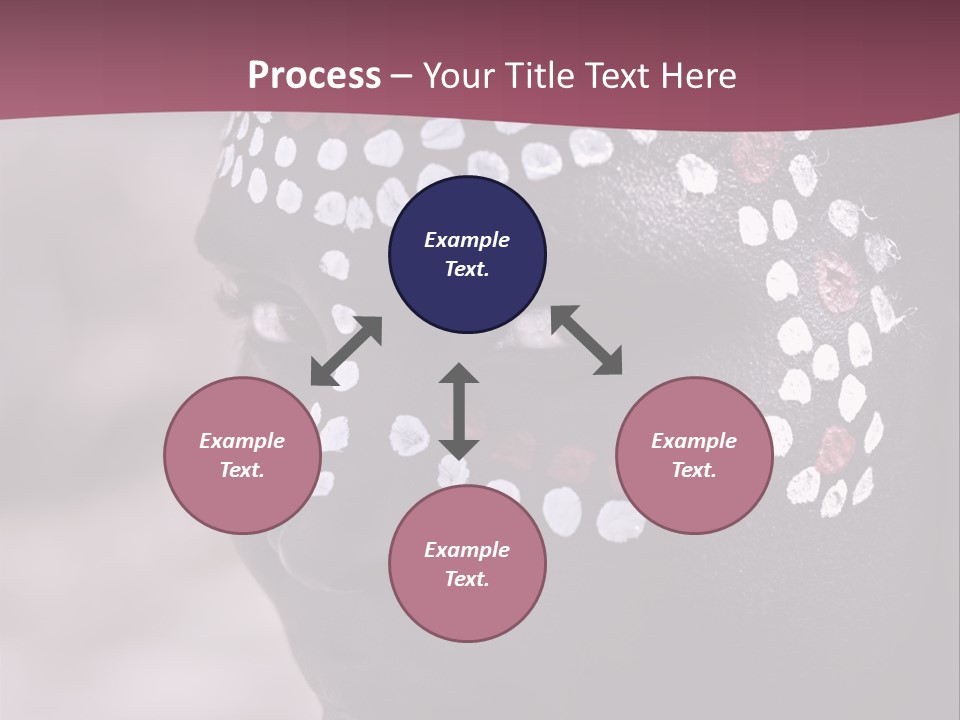 Young African Girl, Tribal Painted Face In White And Red, Partial Desaturated PowerPoint Template