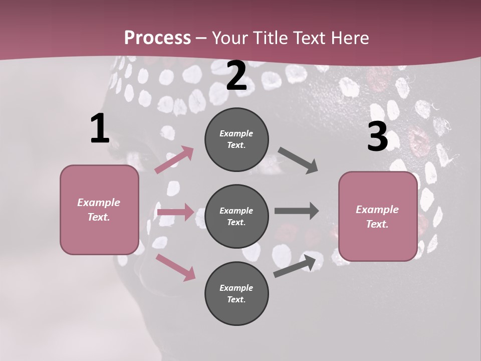 Young African Girl, Tribal Painted Face In White And Red, Partial Desaturated PowerPoint Template