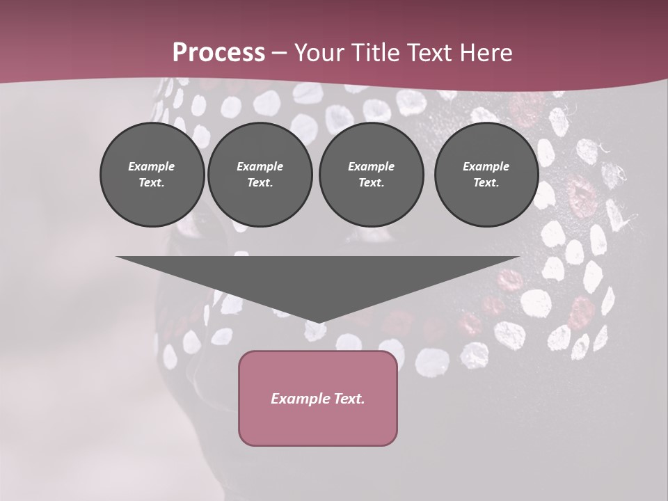 Young African Girl, Tribal Painted Face In White And Red, Partial Desaturated PowerPoint Template