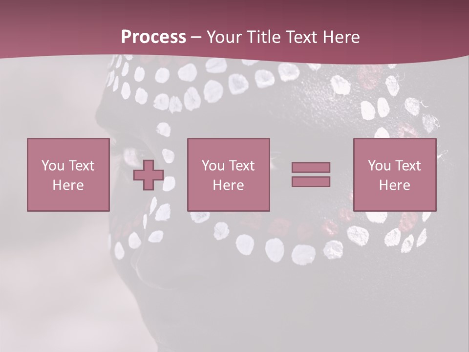 Young African Girl, Tribal Painted Face In White And Red, Partial Desaturated PowerPoint Template