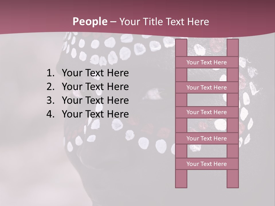 Young African Girl, Tribal Painted Face In White And Red, Partial Desaturated PowerPoint Template