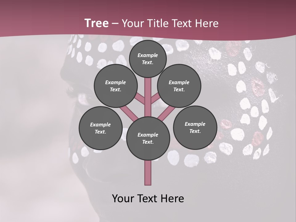 Young African Girl, Tribal Painted Face In White And Red, Partial Desaturated PowerPoint Template