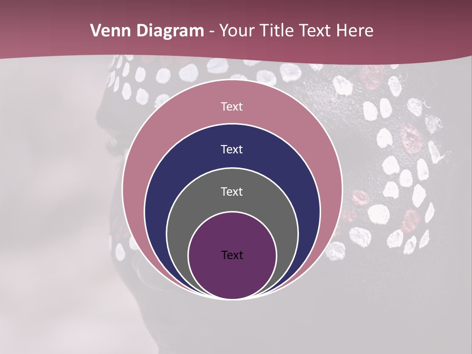 Young African Girl, Tribal Painted Face In White And Red, Partial Desaturated PowerPoint Template
